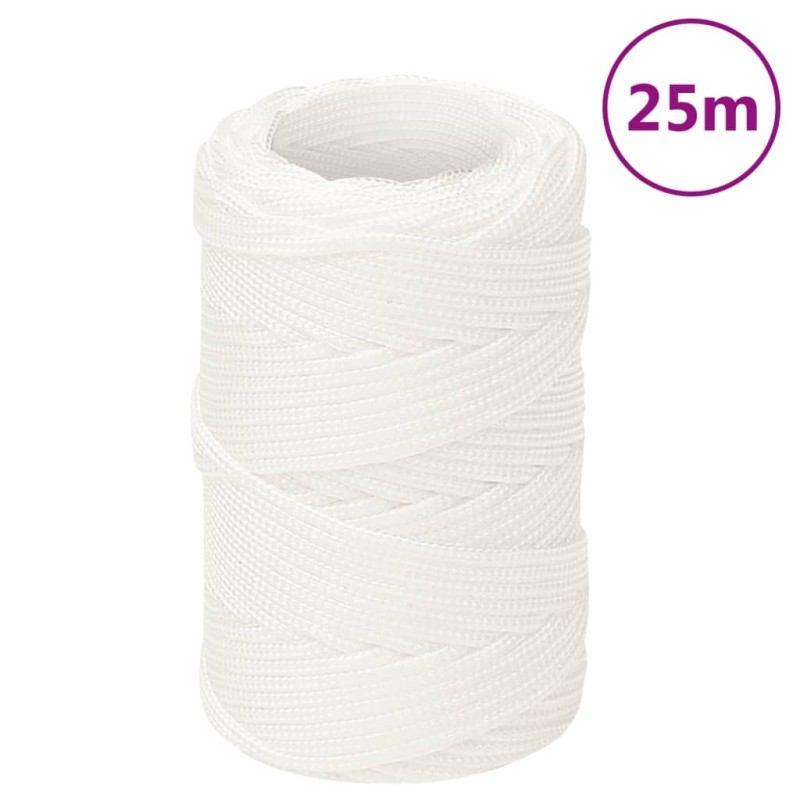 vidaXL Σχοινί Ναυτιλίας Ολόλευκο 2 χιλ. 25 μ. από Πολυπροπυλένιο
