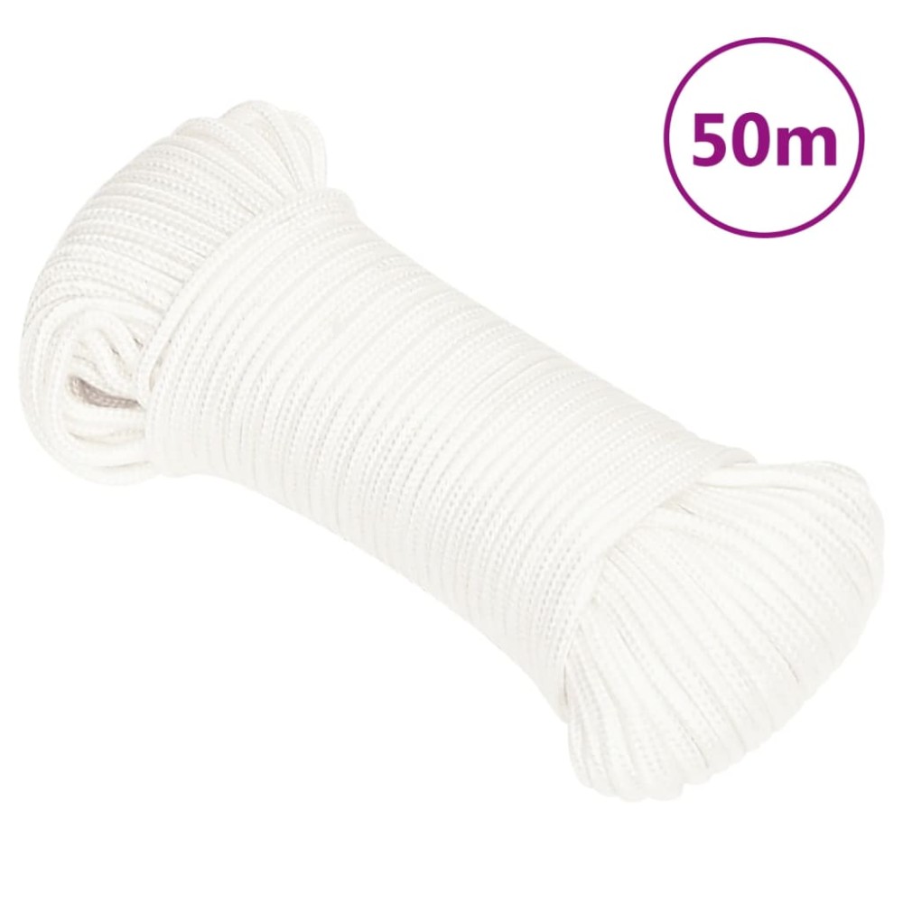 vidaXL Σχοινί Ναυτιλίας Ολόλευκο 5 χιλ. 50 μ. από Πολυπροπυλένιο