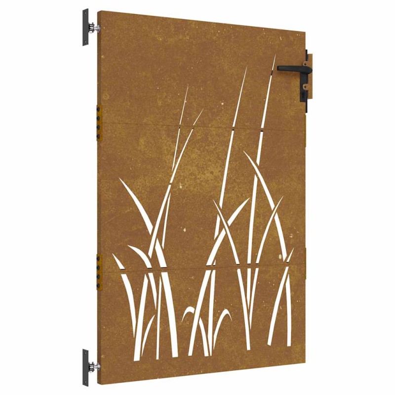 vidaXL Πόρτα Κήπου με Σχέδιο Χόρτου από Ατσάλι Corten 85x150 εκ.
