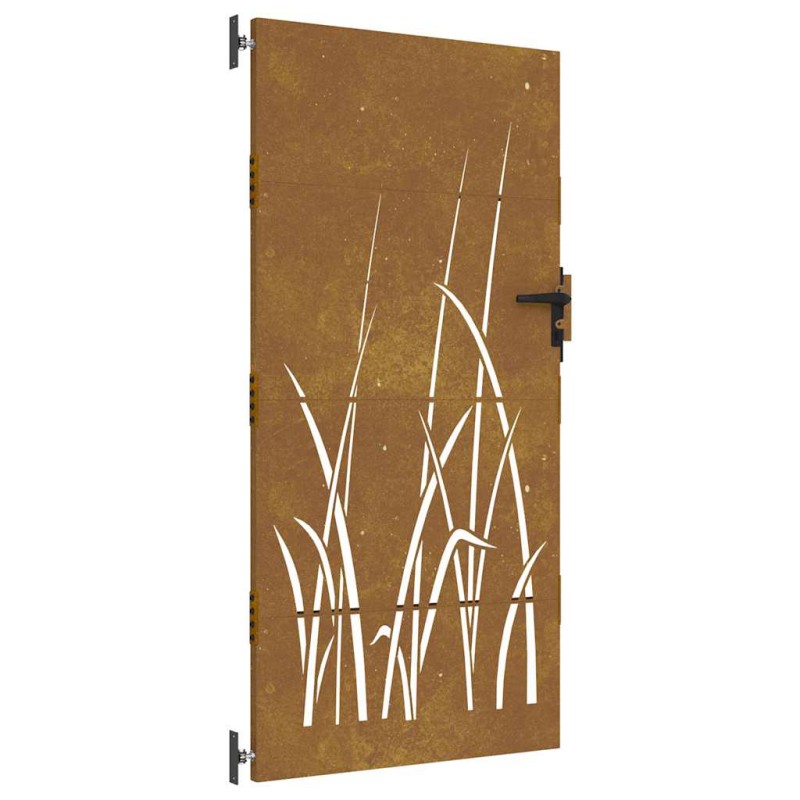 vidaXL Πόρτα Κήπου με Σχέδιο Χόρτου από Ατσάλι Corten 85 x 200 εκ.