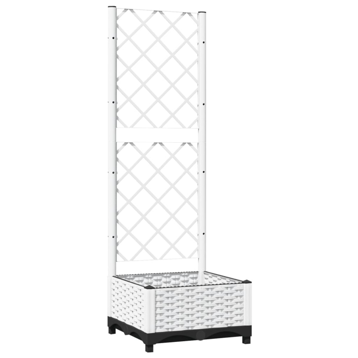 vidaXL Ζαρντινιέρα Κήπου με Καφασωτό Λευκή 40x40x121,5 εκ. Πολυπροπ.