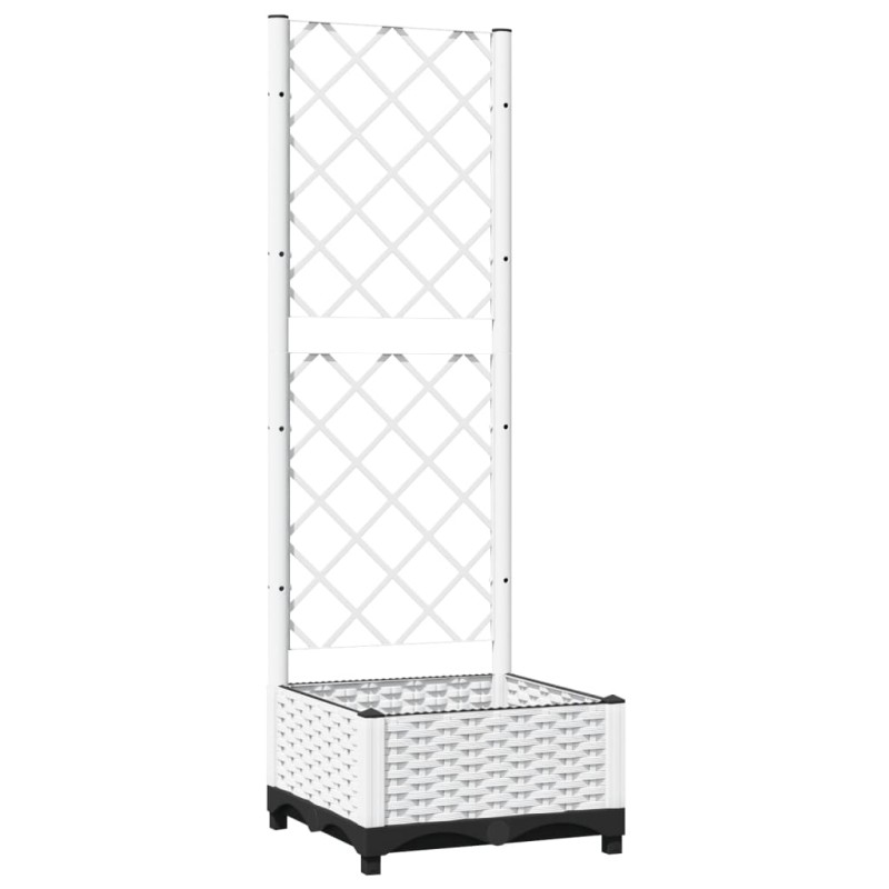 vidaXL Ζαρντινιέρα Κήπου με Καφασωτό Λευκή 40x40x121,5 εκ. Πολυπροπ.