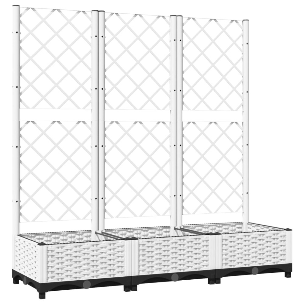 vidaXL Γλάστρα Κήπου με Πλέγμα Λευκή 120x40x121,5 εκ. από Πολυπροπυλένιο