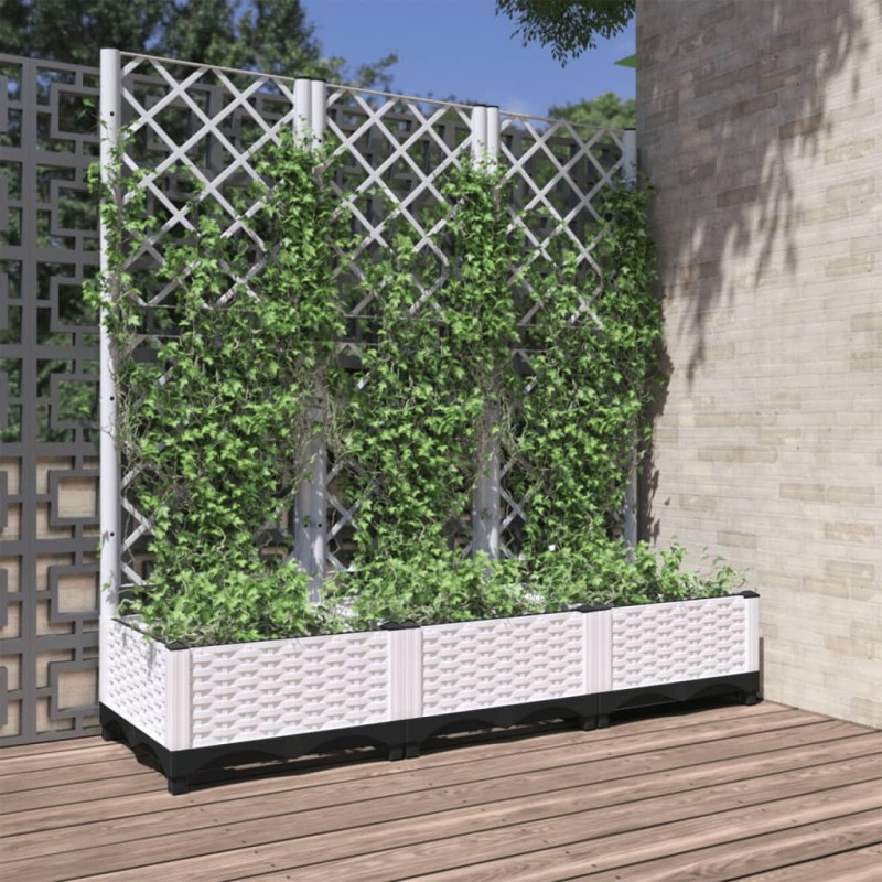 vidaXL Γλάστρα Κήπου με Πλέγμα Λευκή 120x40x121,5 εκ. από Πολυπροπυλένιο