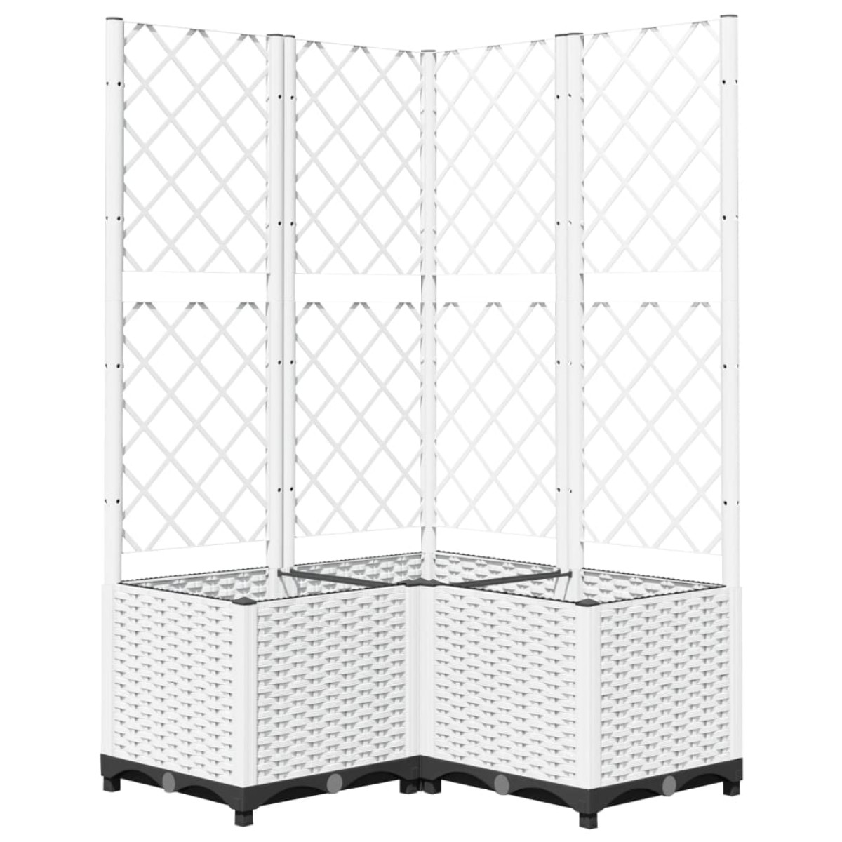 vidaXL Ζαρντινιέρα Κήπου με Καφασωτό Λευκή 80x80x136 εκ. Πολυπροπ.