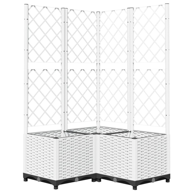 vidaXL Ζαρντινιέρα Κήπου με Καφασωτό Λευκή 80x80x136 εκ. Πολυπροπ.
