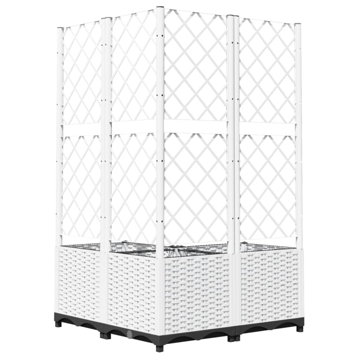 vidaXL Ζαρντινιέρα Κήπου με Καφασωτό Λευκή 80x80x136 εκ. Πολυπροπ.