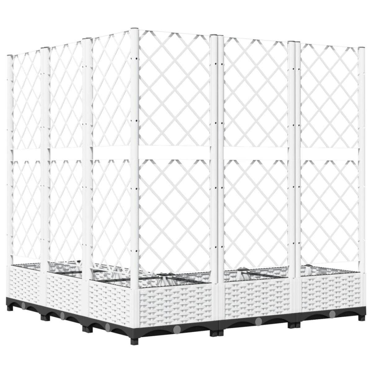 vidaXL Ζαρντινιέρα Κήπου με Καφασωτό Λευκή 120x120x121,5 εκ. Πολυπροπ.