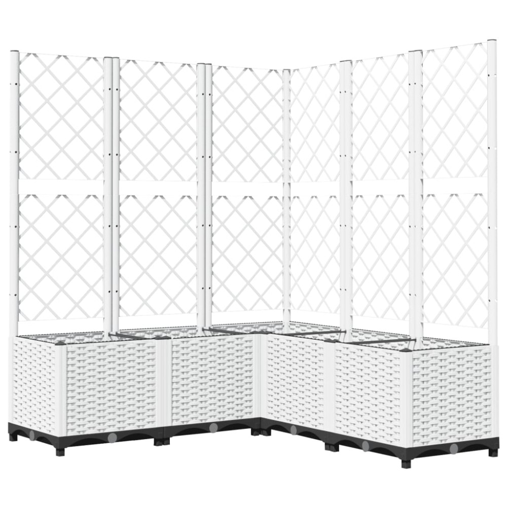 vidaXL Ζαρντινιέρα Κήπου με Καφασωτό Λευκή 120x120x136 εκ. Πολυπροπ.