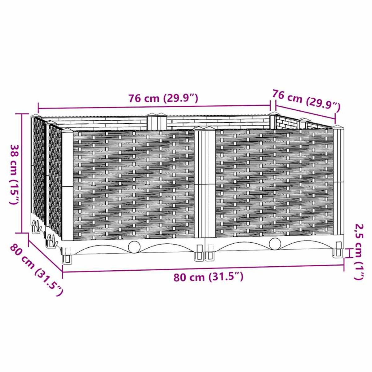 vidaXL Ζαρντινιέρα 80 x 80 x 38 εκ. από Πολυπροπυλένιο