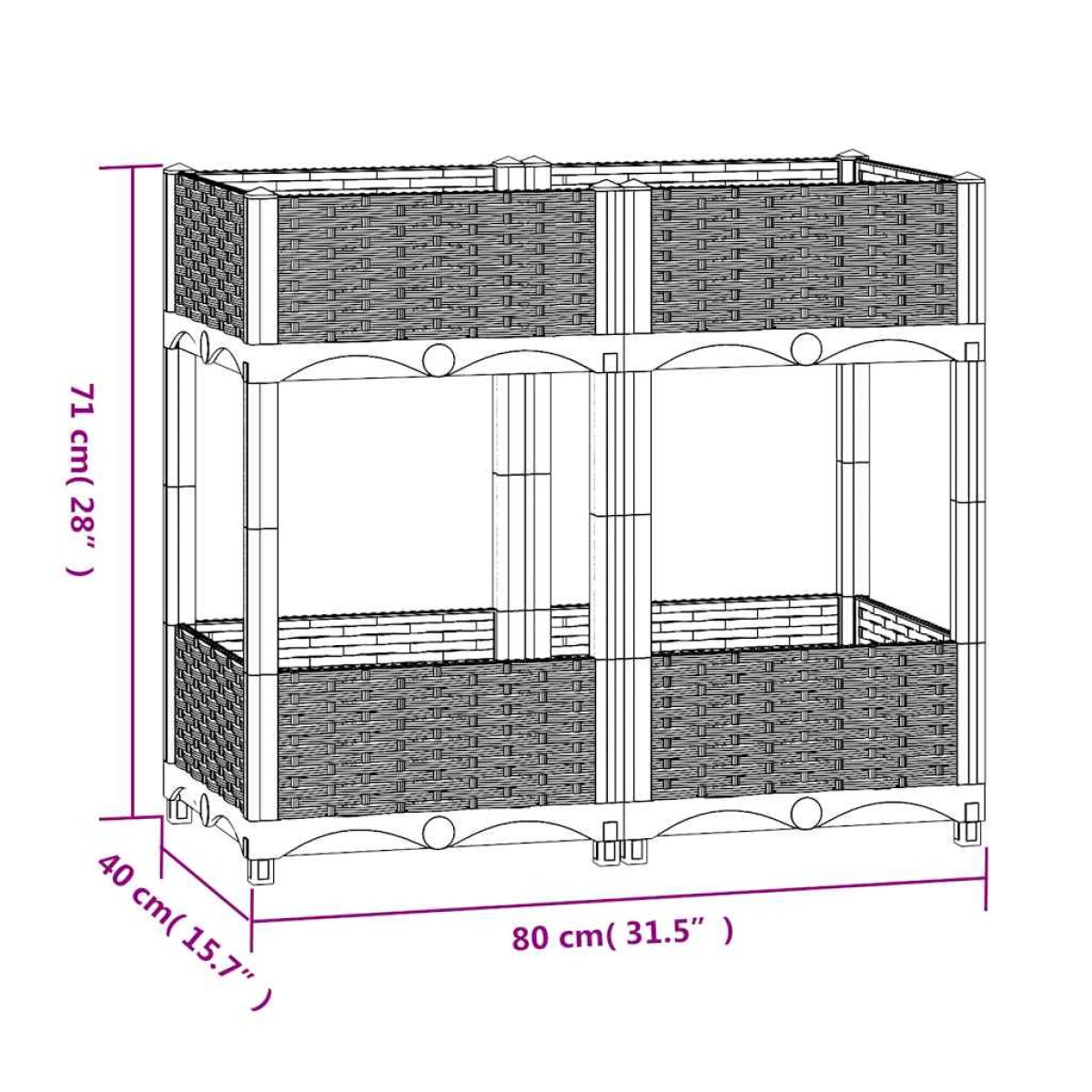 vidaXL Ζαρντινιέρα 80 x 40 x 71 εκ. από Πολυπροπυλένιο