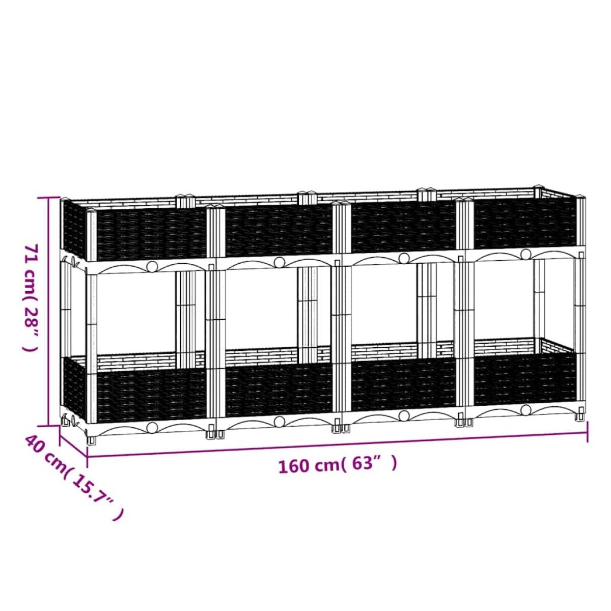 vidaXL Ζαρντινιέρα 160 x 40 x 71 εκ. από Πολυπροπυλένιο