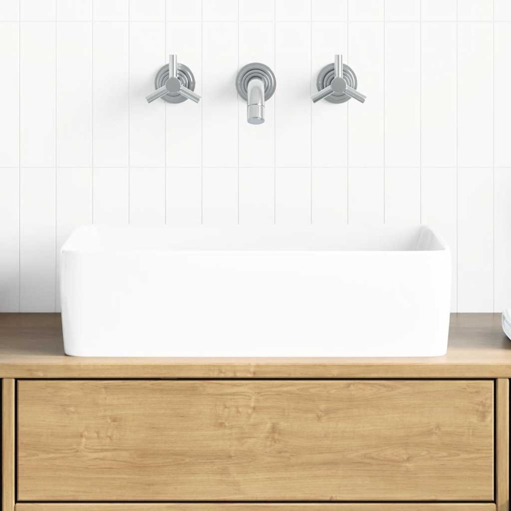 vidaXL Νιπτήρας Ορθογώνιος Λευκός 48 x 37 x 13 εκ. Κεραμικός
