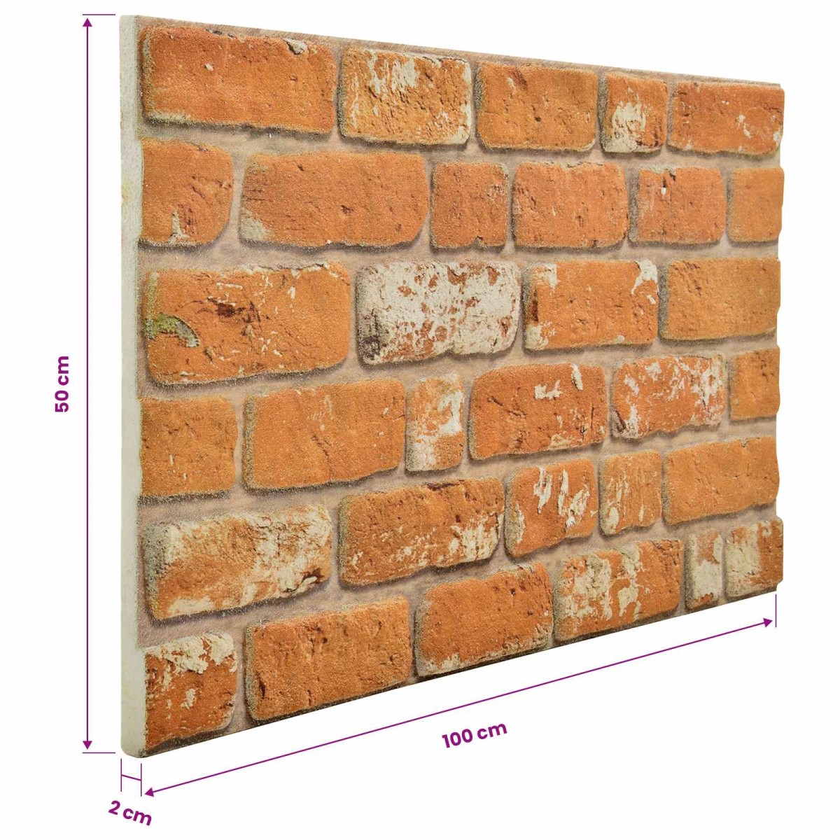 vidaXL Πάνελ τοίχου 10 τμχ. 100 x 50 cm Τούβλο Αφρός EPS
