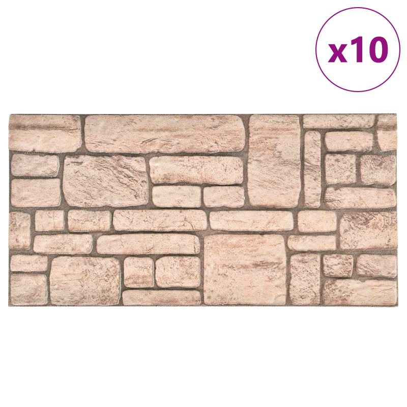 vidaXL Πάνελ τοίχου 10 τμχ. 100 x 50 cm Μπεζ Αφρός EPS