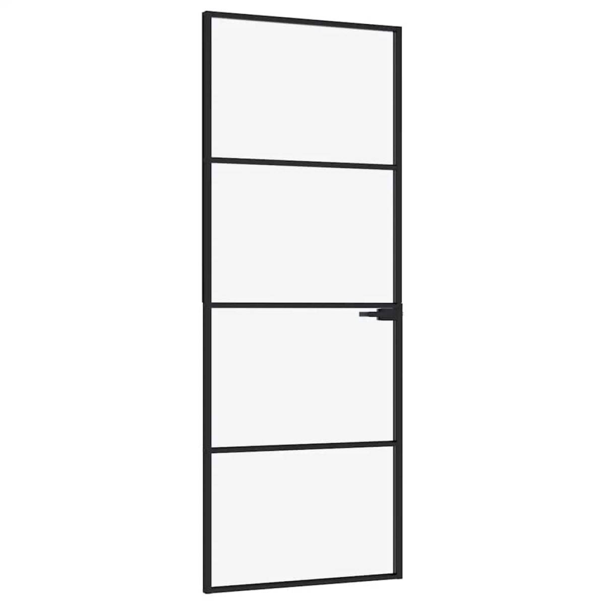 vidaXL Εσωτερική Πόρτα 76x201,5 εκ. Ψημένο Γυαλί και  Λεπτό Αλουμίνιο