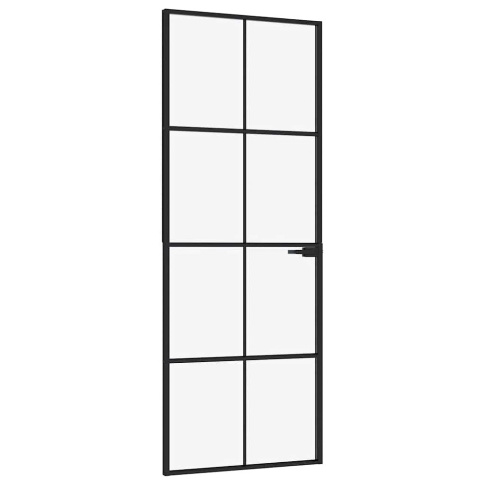 vidaXL Εσωτερική Πόρτα 76x201,5 εκ. Ψημένο Γυαλί και  Λεπτό Αλουμίνιο