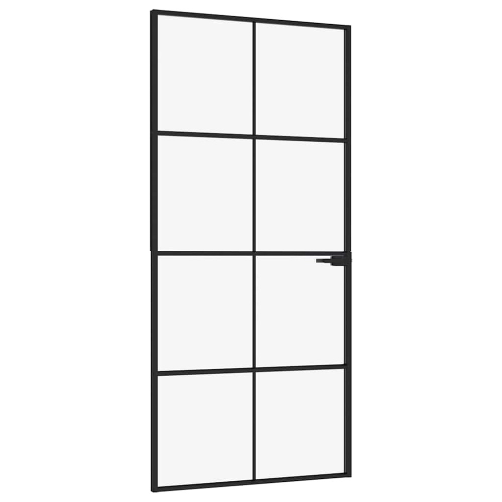 vidaXL Εσωτερική Πόρτα 93x201,5 εκ. Ψημένο Γυαλί και  Λεπτό Αλουμίνιο