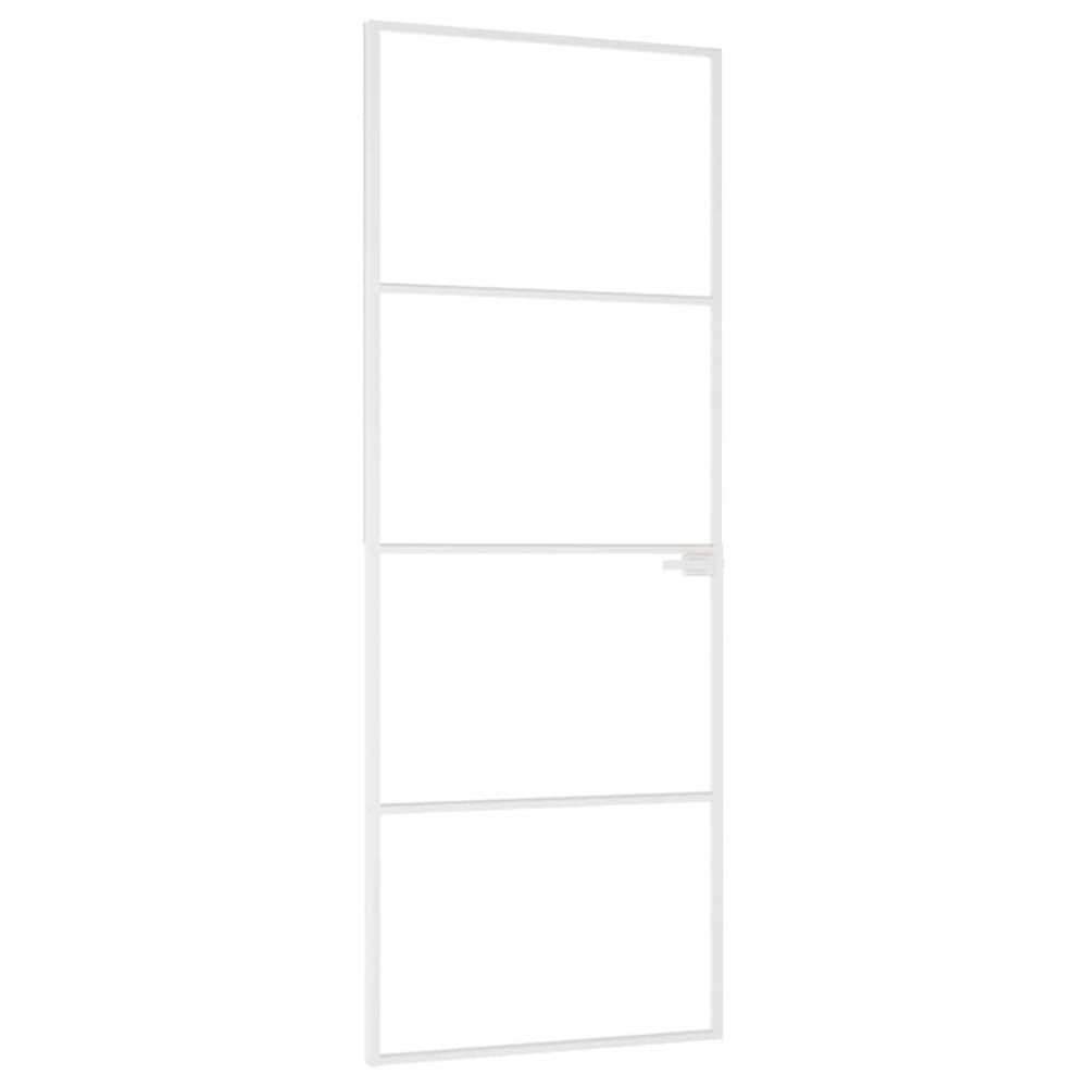 vidaXL Εσωτερική Πόρτα Λευκή 76x201,5 εκ. Ψημένο Γυαλί&Λεπτό Αλουμίνιο