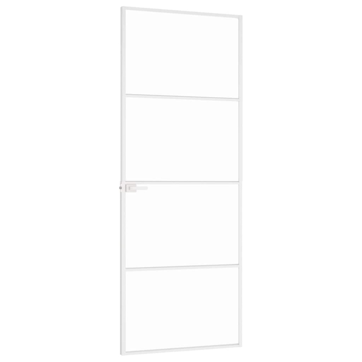 vidaXL Εσωτερική Πόρτα Λευκή 76x201,5 εκ. Ψημένο Γυαλί&Λεπτό Αλουμίνιο