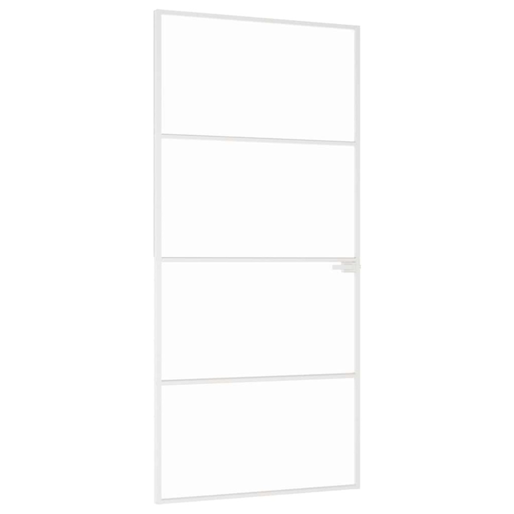 vidaXL Εσωτερική Πόρτα Λευκή 93x201,5 εκ. Ψημένο Γυαλί&Λεπτό Αλουμίνιο