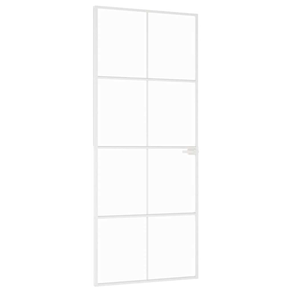 vidaXL Εσωτερική Πόρτα Λευκή 83x201,5 εκ. Ψημένο Γυαλί&Λεπτό Αλουμίνιο