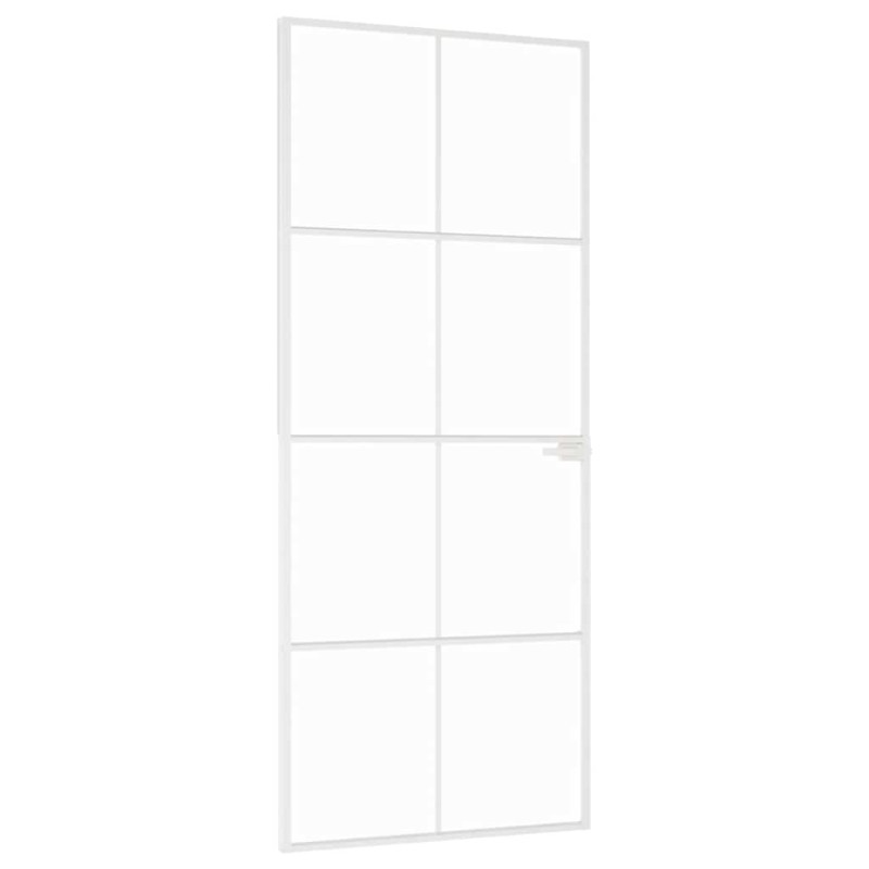 vidaXL Εσωτερική Πόρτα Λευκή 83x201,5 εκ. Ψημένο Γυαλί&Λεπτό Αλουμίνιο