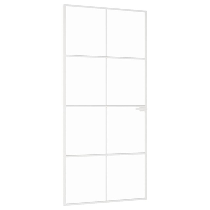 vidaXL Εσωτερική Πόρτα Λευκή 93x201,5 εκ. Ψημένο Γυαλί&Λεπτό Αλουμίνιο