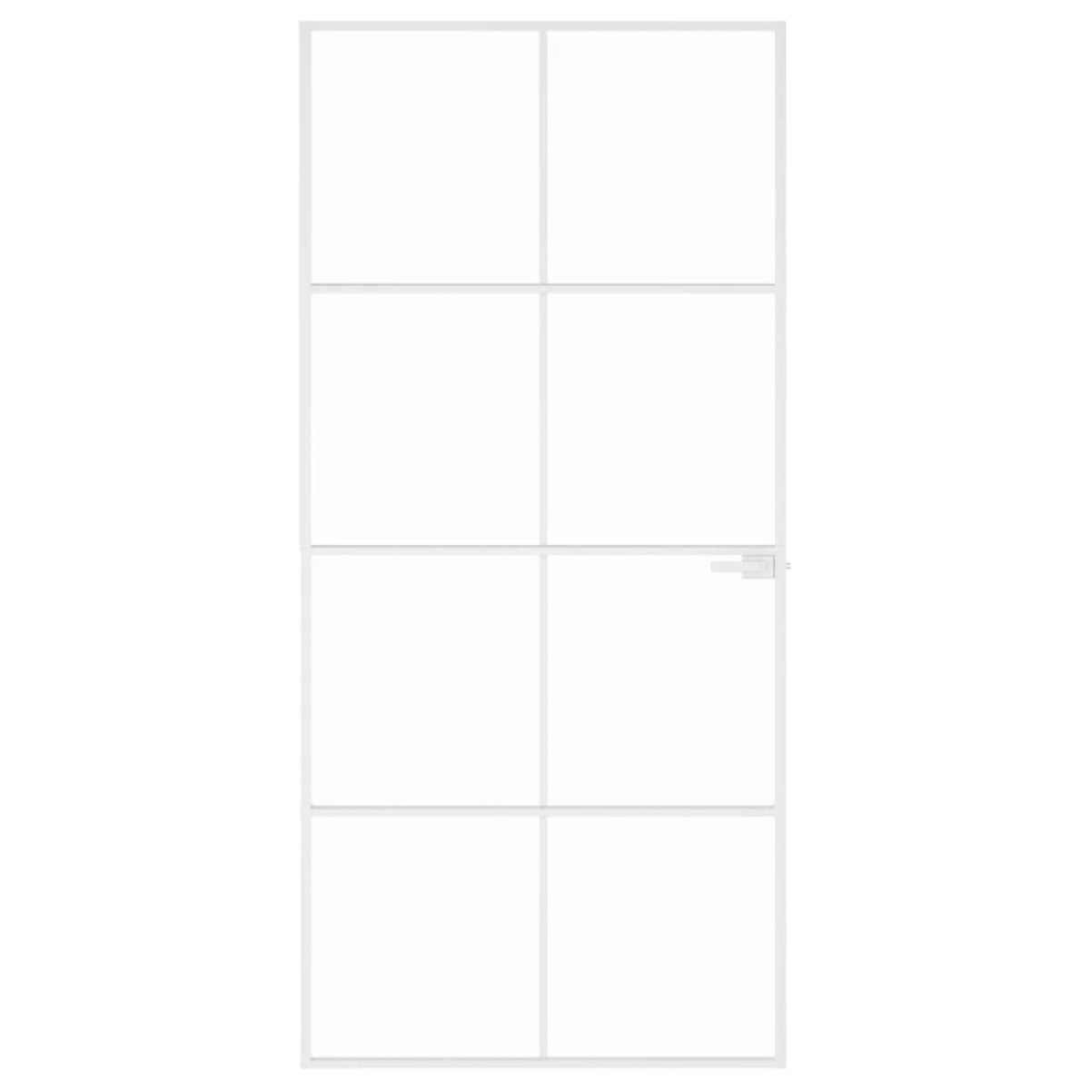 vidaXL Εσωτερική Πόρτα Λευκή 93x201,5 εκ. Ψημένο Γυαλί&Λεπτό Αλουμίνιο