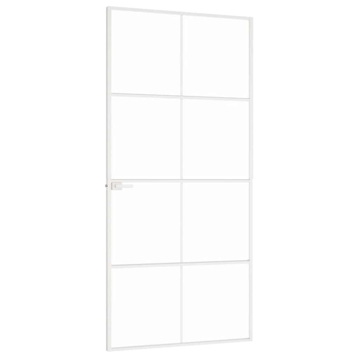 vidaXL Εσωτερική Πόρτα Λευκή 93x201,5 εκ. Ψημένο Γυαλί&Λεπτό Αλουμίνιο