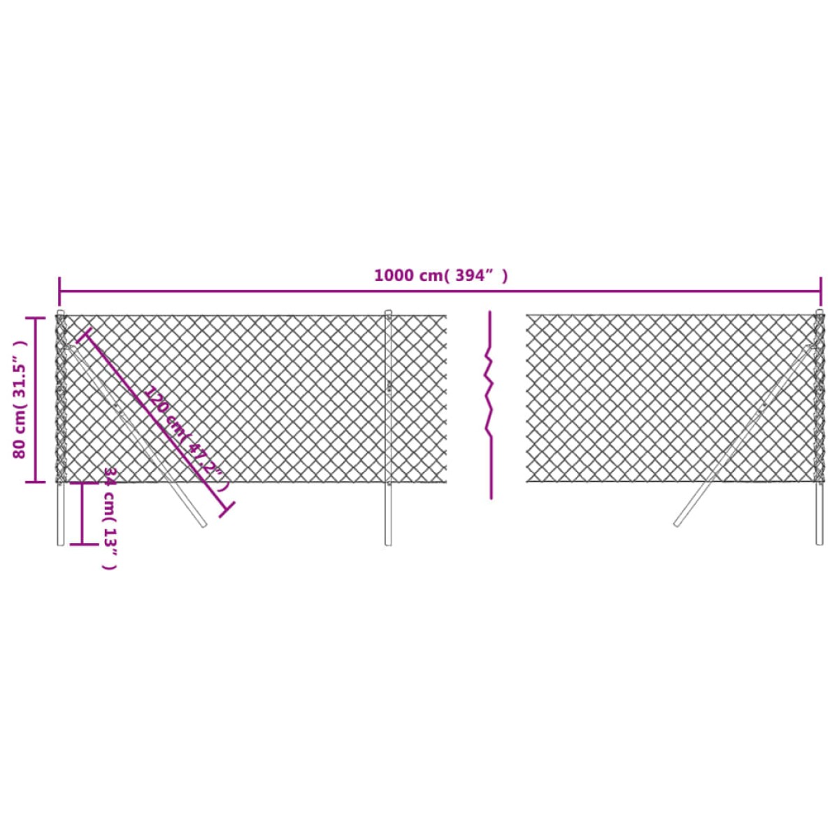 vidaXL Συρματόπλεγμα Περίφραξης Πράσινο 0,8 x 10 μ. με Στύλους