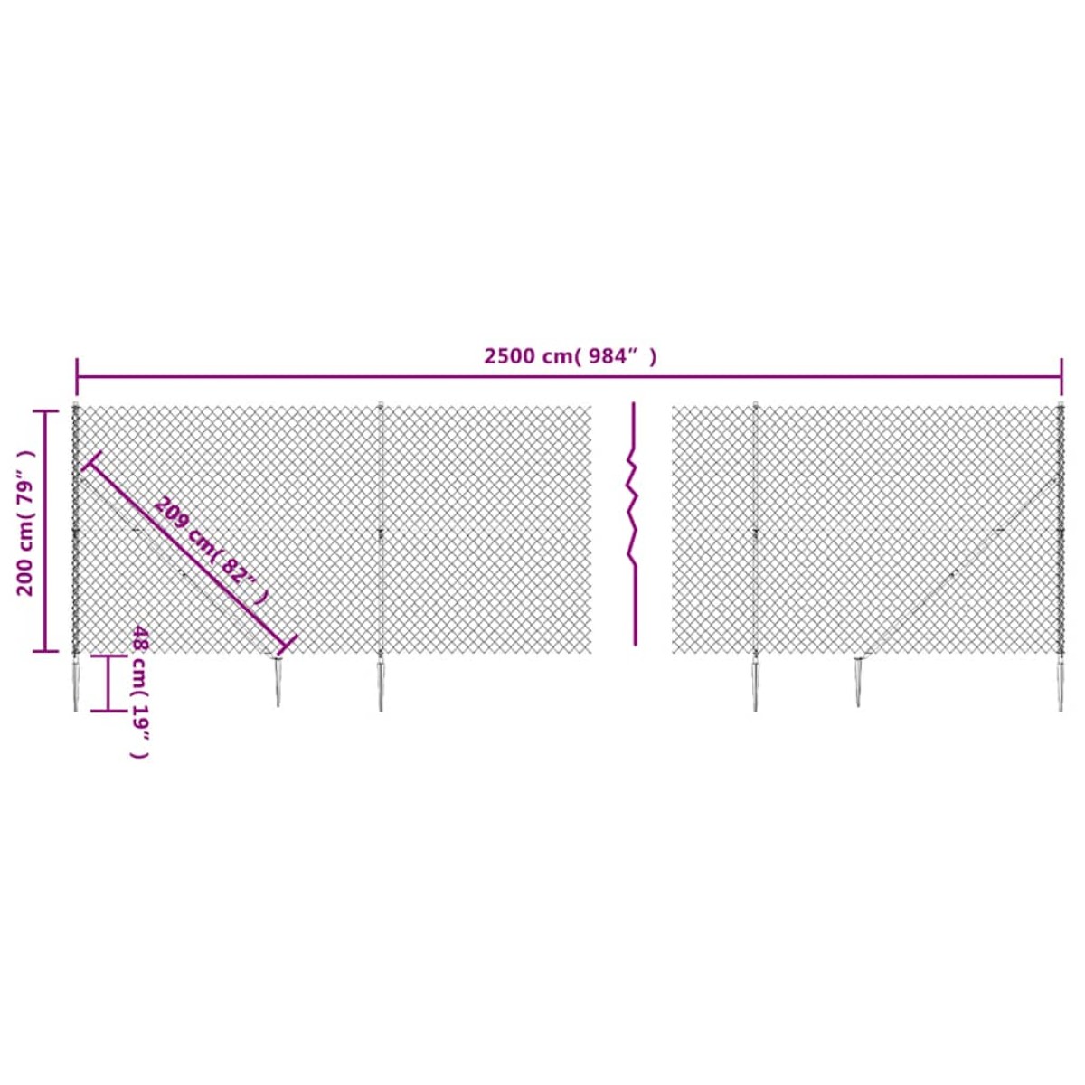 vidaXL Συρματόπλεγμα Περίφραξης Πράσινο 2 x 25 μ. με Καρφωτές Βάσεις