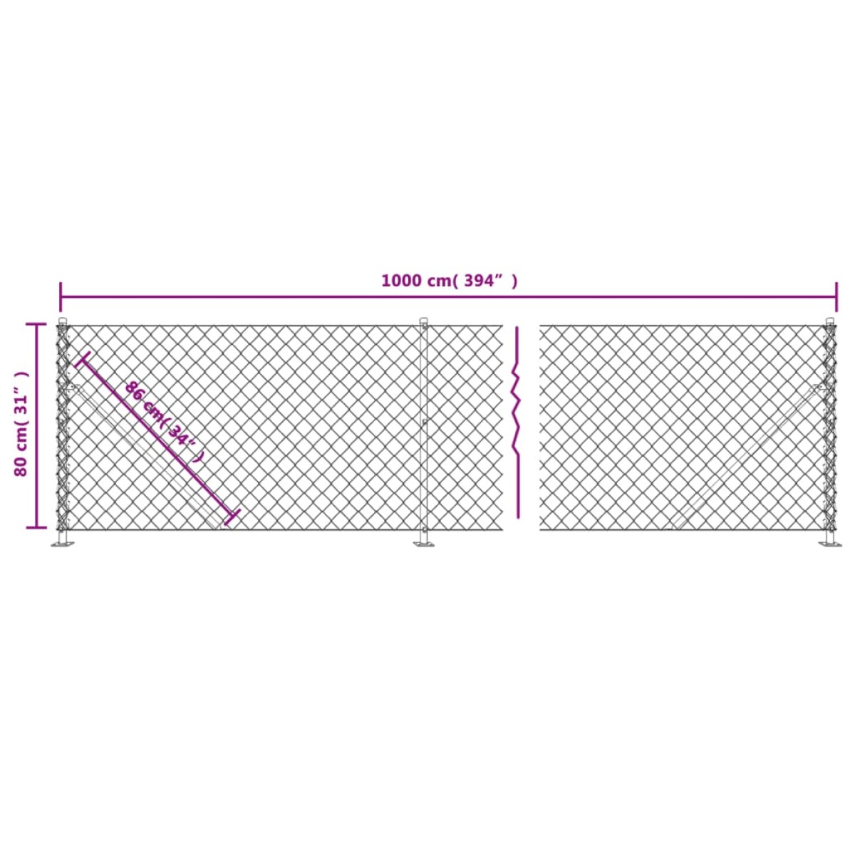vidaXL Συρματόπλεγμα Περίφραξης Πράσινο 0,8 x 10 μ. με Βάσεις Φλάντζα