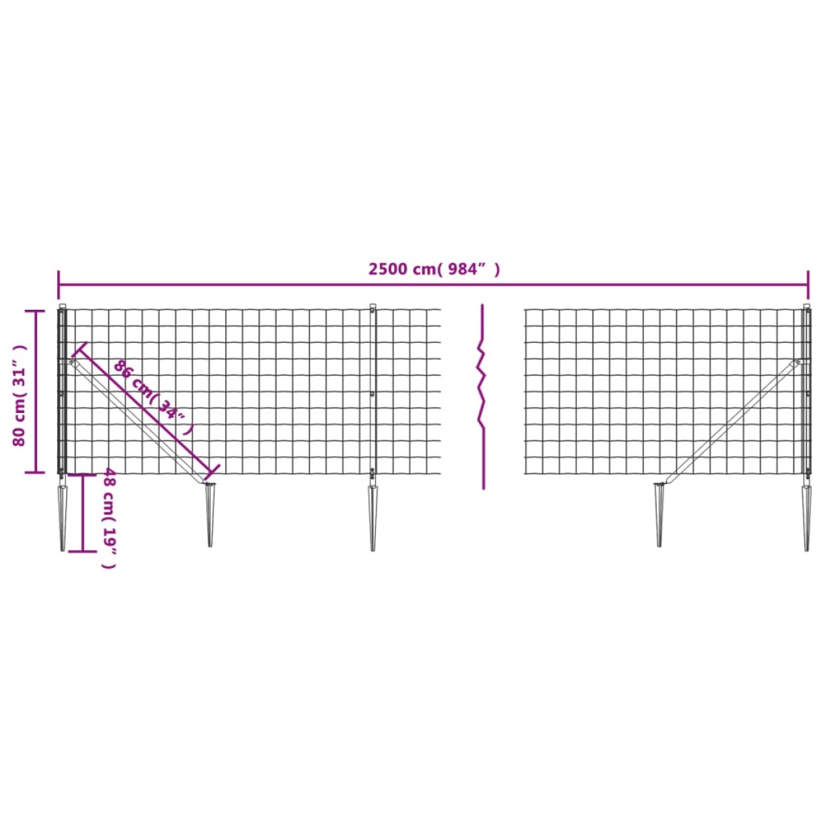 vidaXL Συρματόπλεγμα Περίφραξης Πράσινο 0,8 x 25 μ. με Καρφωτές Βάσεις