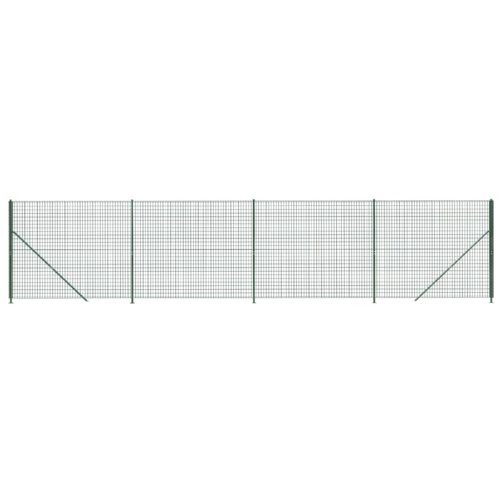 vidaXL Συρματόπλεγμα Περίφραξης Πράσινο 1,6x10 μ. με Βάσεις Φλάντζα