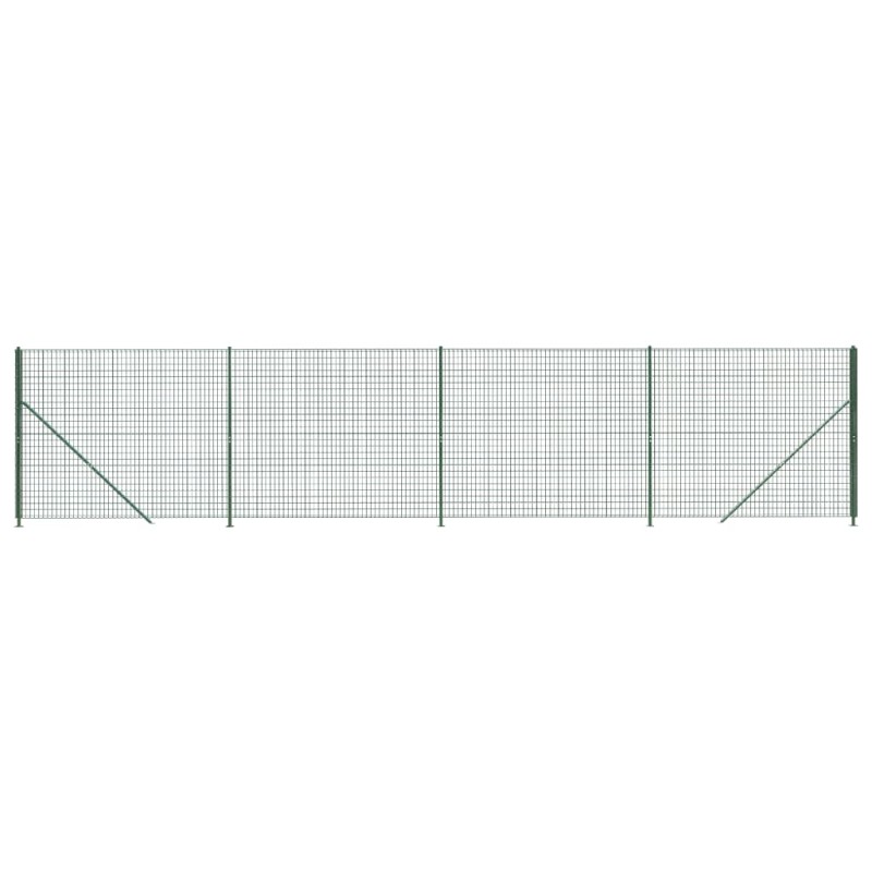 vidaXL Συρματόπλεγμα Περίφραξης Πράσινο 1,6x10 μ. με Βάσεις Φλάντζα