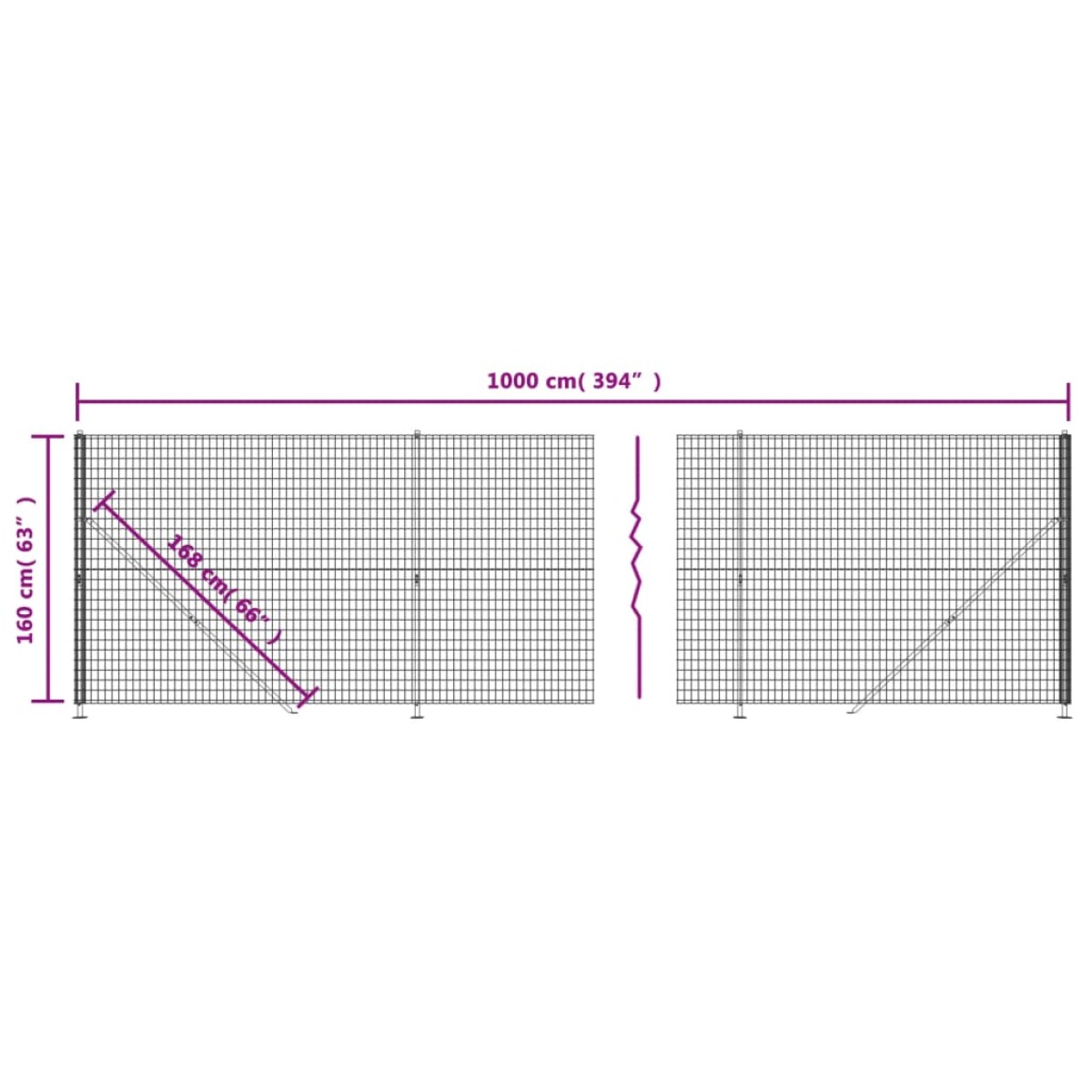 vidaXL Συρματόπλεγμα Περίφραξης Πράσινο 1,6x10 μ. με Βάσεις Φλάντζα
