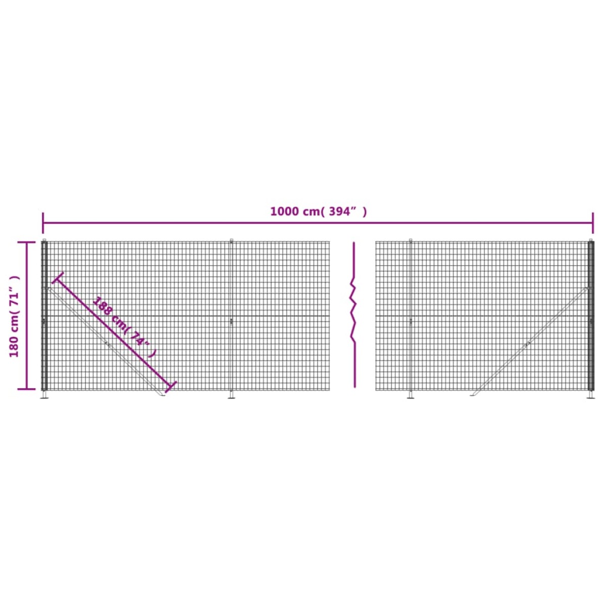 vidaXL Συρματόπλεγμα Περίφραξης Πράσινο 1,8x10 μ. με Βάσεις Φλάντζα