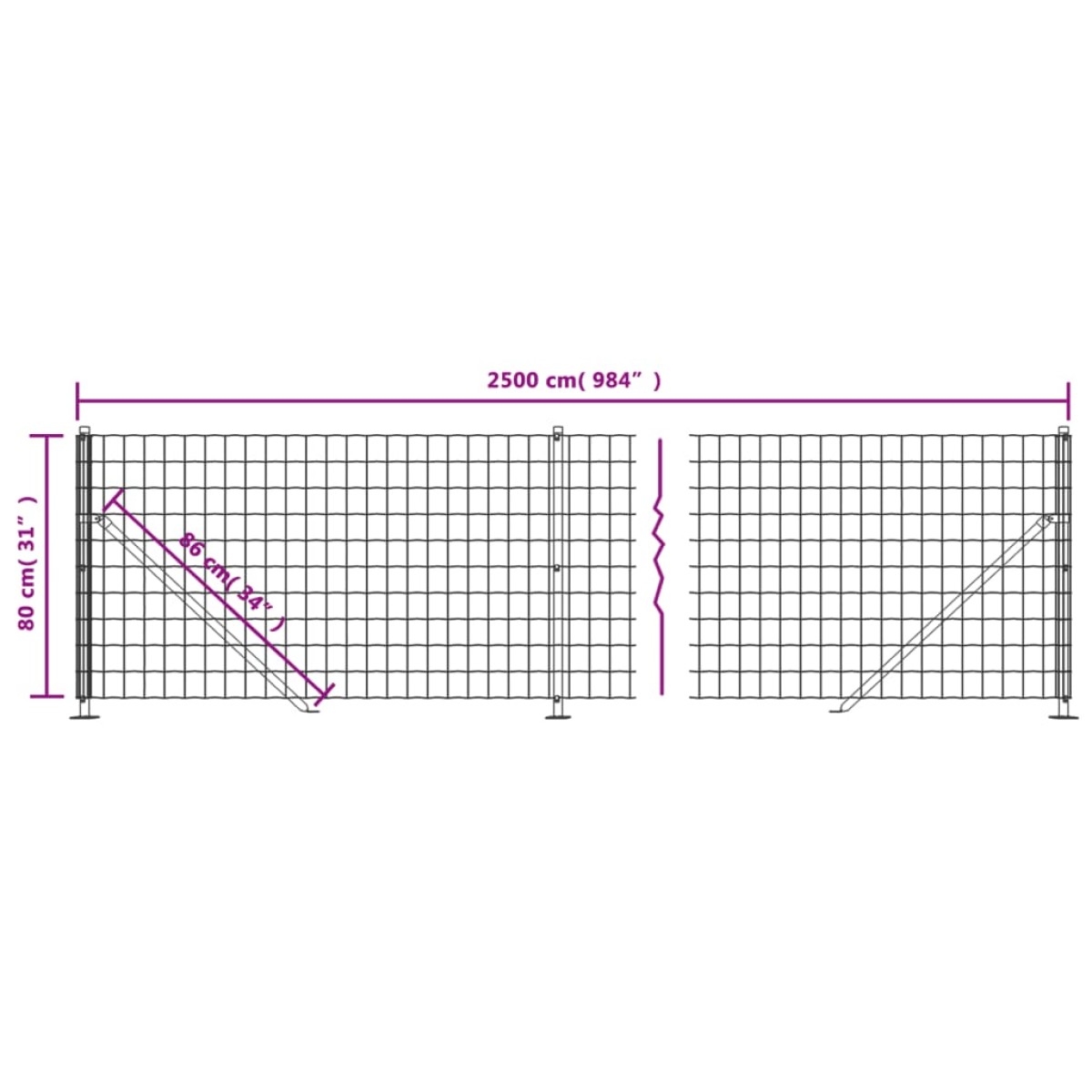 vidaXL Συρματόπλεγμα Περίφραξης Πράσινο 0,8 x 25 μ. με Βάσεις Φλάντζα