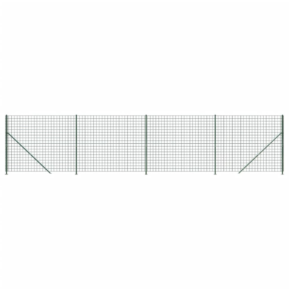 vidaXL Συρματόπλεγμα Περίφραξης Πράσινο 1,4 x 10 μ. με Βάσεις Φλάντζα