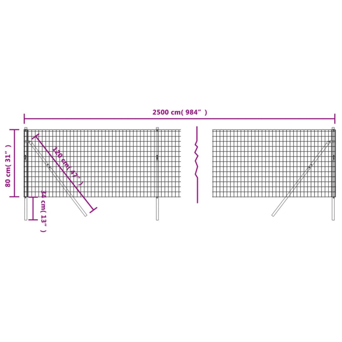 vidaXL Συρματόπλεγμα Περίφραξης Ανθρακί 0,8x25 μ. Γαλβανισμένο Ατσάλι