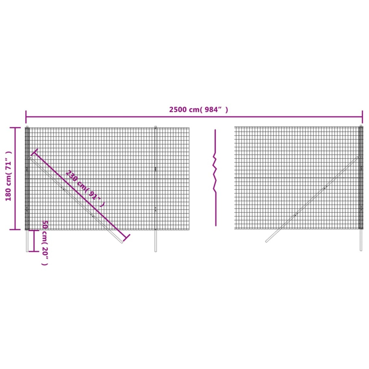 vidaXL Συρματόπλεγμα Περίφραξης Ανθρακί 1,8x25 μ. Γαλβανισμένο Ατσάλι