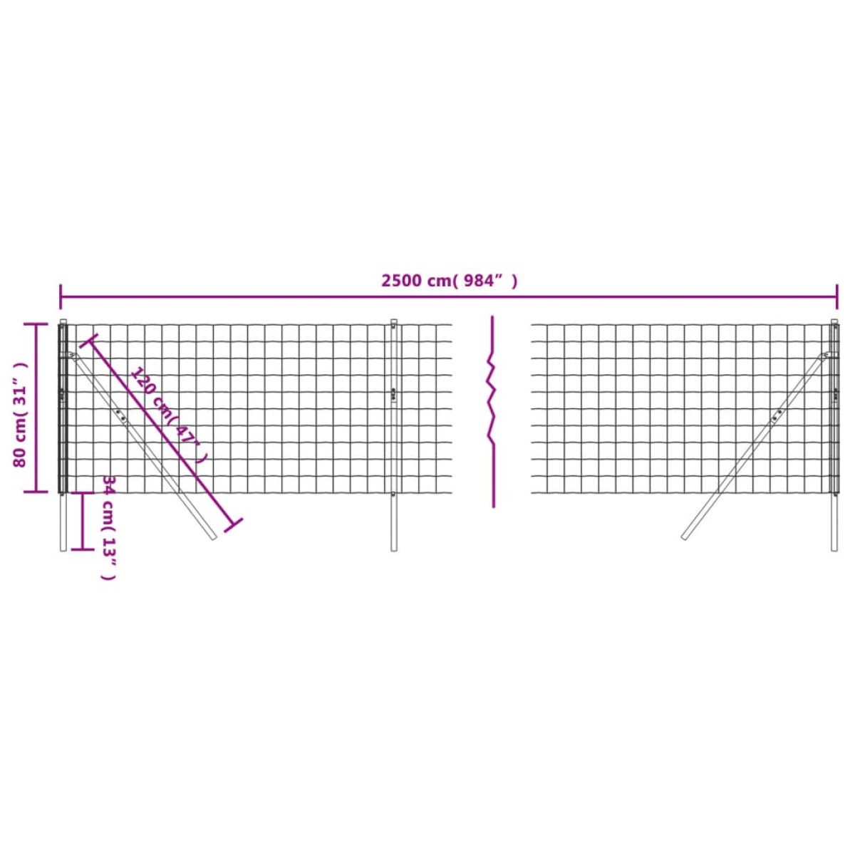 vidaXL Συρματόπλεγμα Περίφραξης Ανθρακί 0,8x25 μ. Γαλβανισμένο Ατσάλι