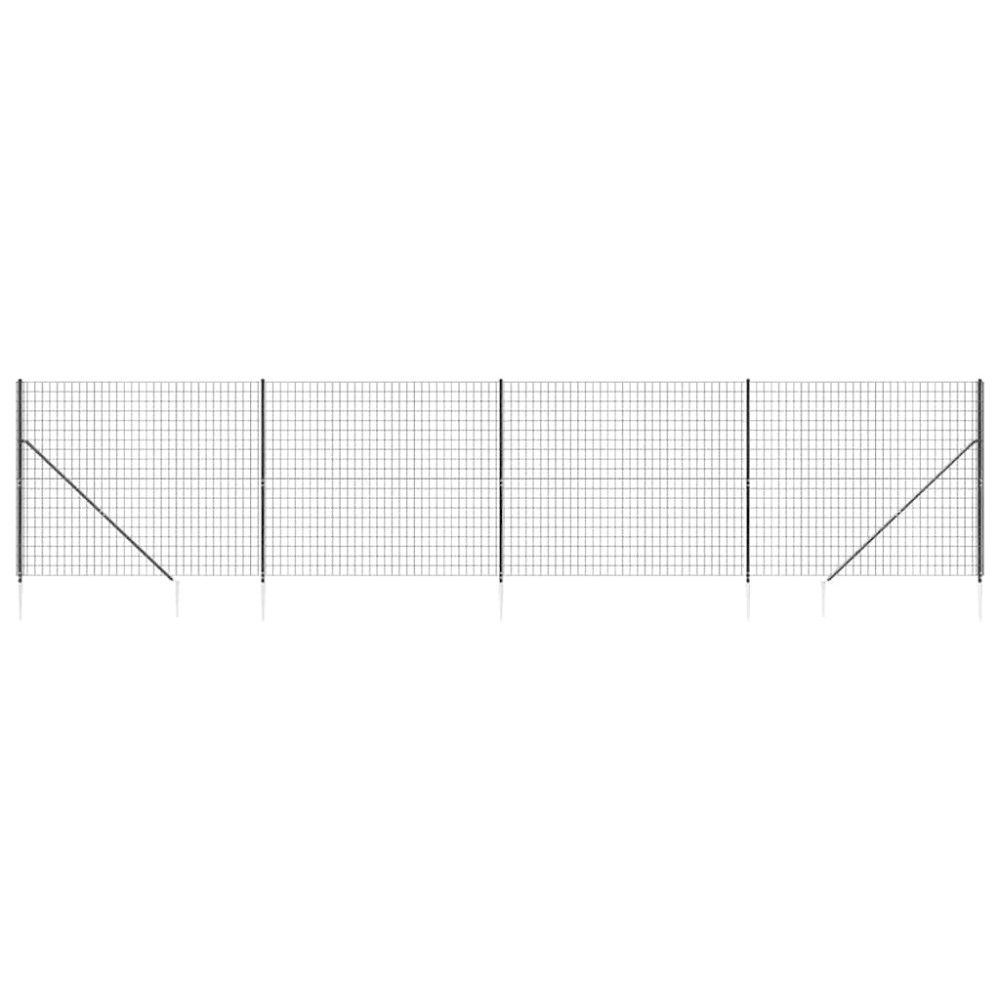 vidaXL Συρματόπλεγμα Περίφραξης Ανθρακί 1,4 x 10 μ. με Καρφωτές Βάσεις
