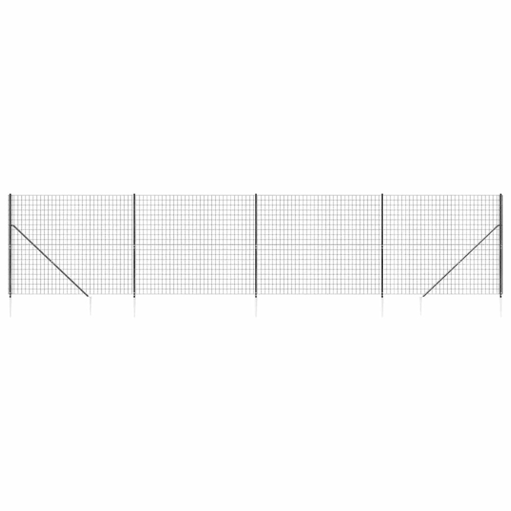 vidaXL Συρματόπλεγμα Περίφραξης Ανθρακί 1,6 x 10 μ. με Καρφωτές Βάσεις