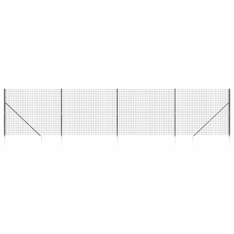 vidaXL Συρματόπλεγμα Περίφραξης Ανθρακί 1,6 x 10 μ. με Καρφωτές Βάσεις