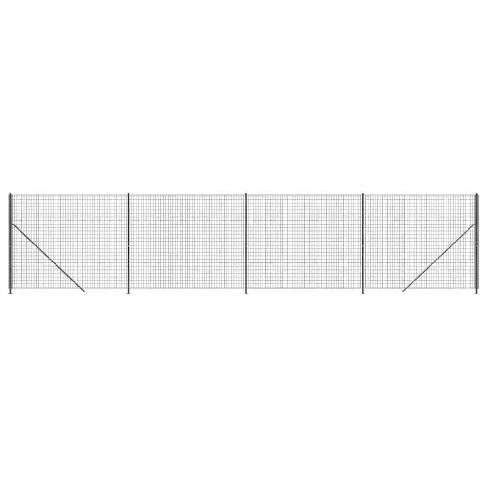 vidaXL Συρματόπλεγμα Περίφραξης Ανθρακί 1,6 x 10 μ. με Βάσεις Φλάντζα