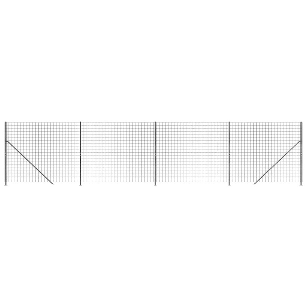 vidaXL Συρματόπλεγμα Περίφραξης Ανθρακί 1,4 x 10 μ. με Βάσεις Φλάντζα