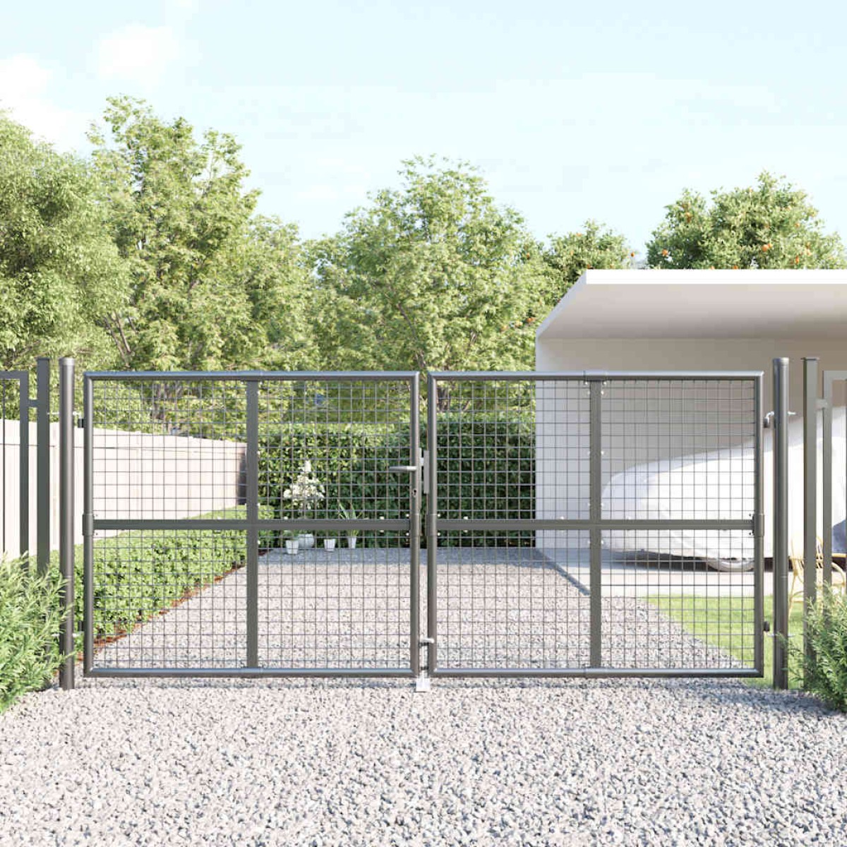 vidaXL Πόρτα Περίφραξης με Πλέγμα Ανθρακί 300x175 εκ. Γαλβαν. Χάλυβας