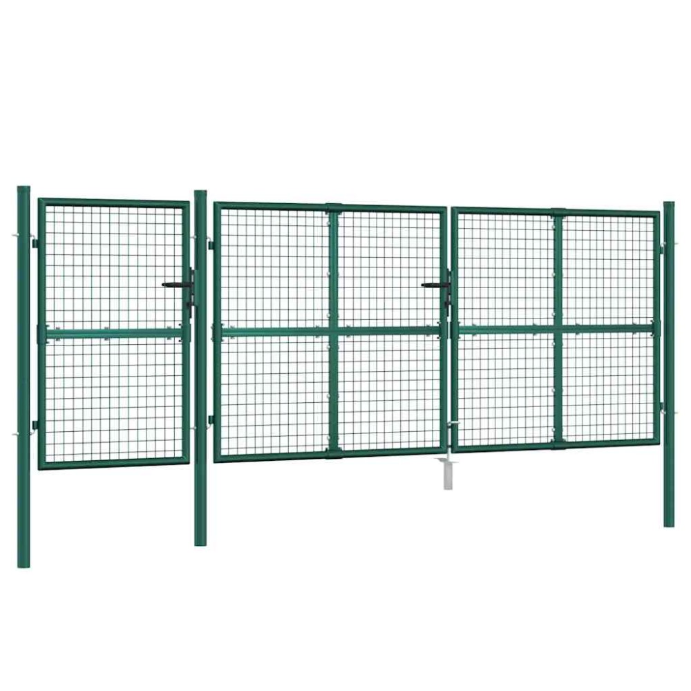 vidaXL Πόρτα Κήπου με Διχτυωτό Υλικό Πράσινο 400x125 εκ. από Γαλβανισμένο Ατσάλι